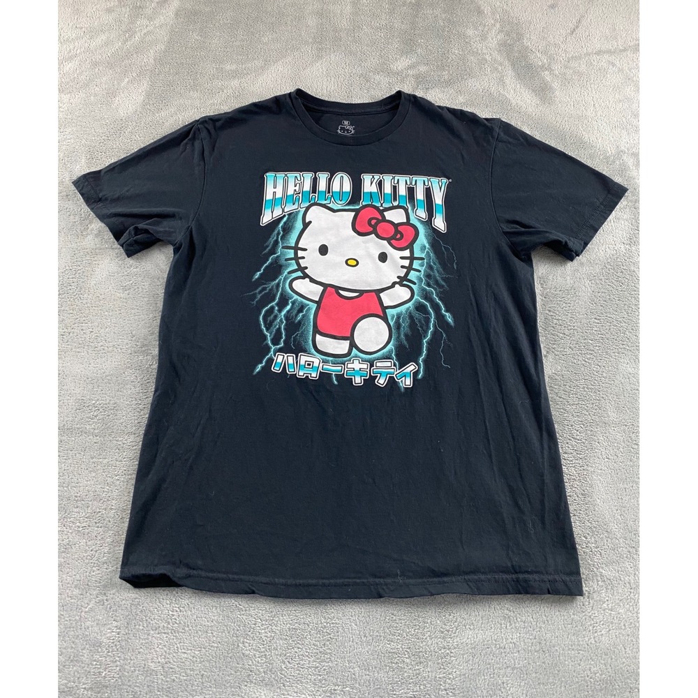 Sanrio Hello Kitty Lightning Graphic T-Shirt Black Womens Medium Cotton 2023